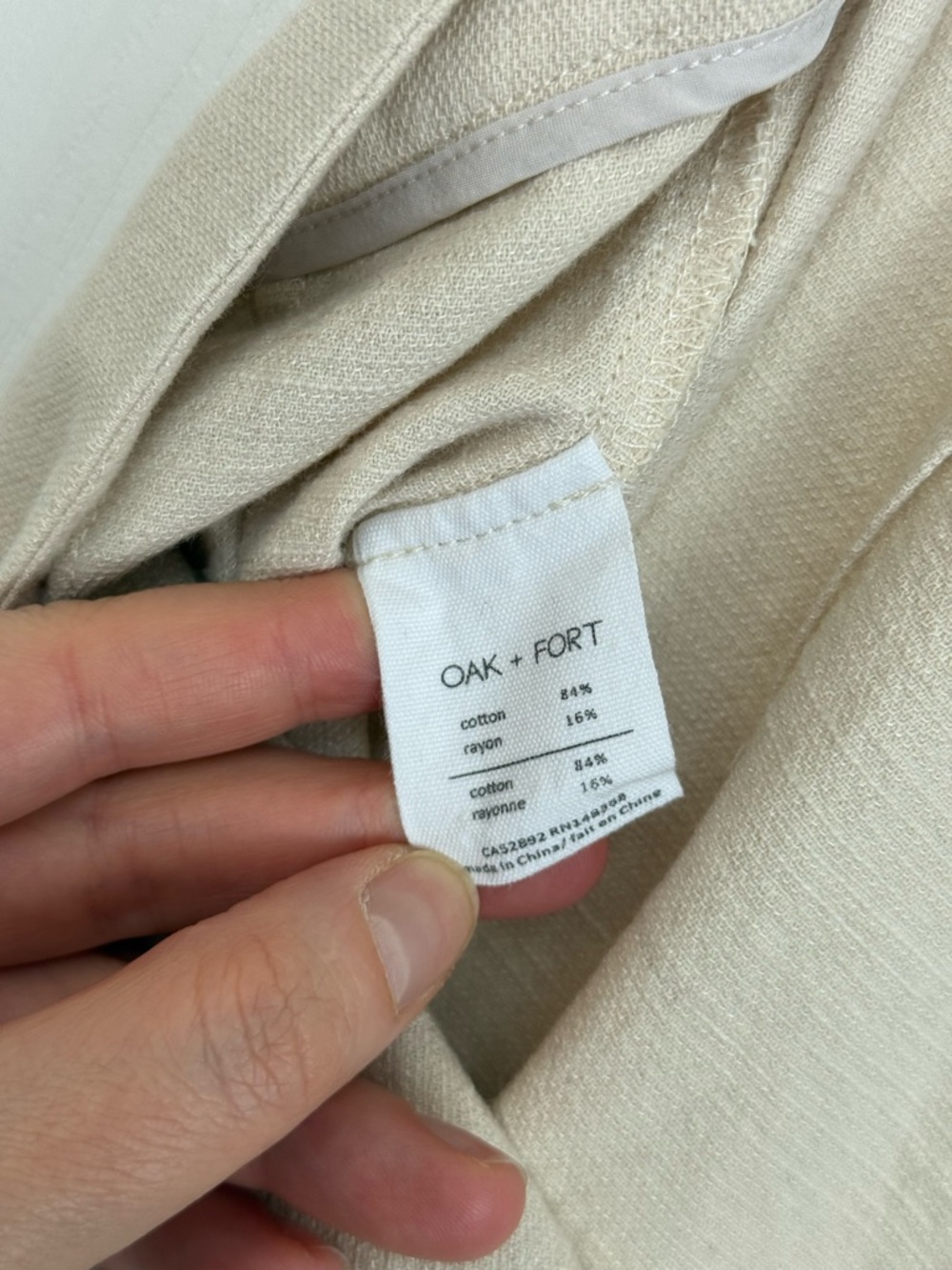 Oak + Fort Wide Leg Cuffed Trouser Pants Size 8 Cream - Picture 6 of 7